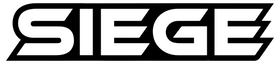 SIEGE black and white banner logo on transparent background white border around logo